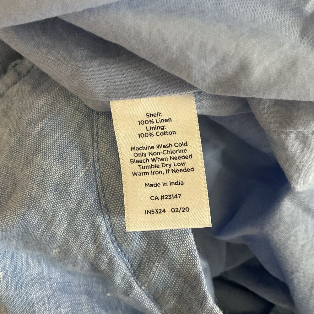 Talbots Dress Womens 14 Blue Striped Sleeveless Midi Linen Resort Classic Casual - Picture 11 of 12